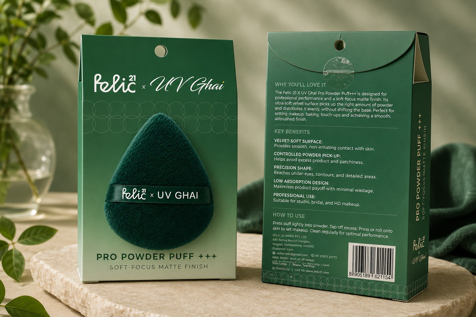 Felic21 x UV Ghai Pro Power Puff+++ | Professional Powder Puff for Setting, Baking & Touch-Ups